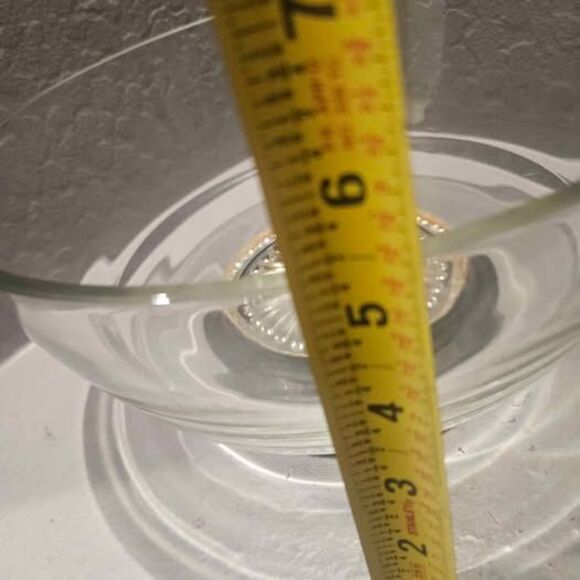 Glass and Silver Rimmed Footed Fruit Bowl Heavy Punch Bowl MCM - Picture 6 of 6